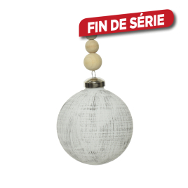 Boule de Noël en verre Ø 8 cm bois blanchi 2 pièces DECORIS