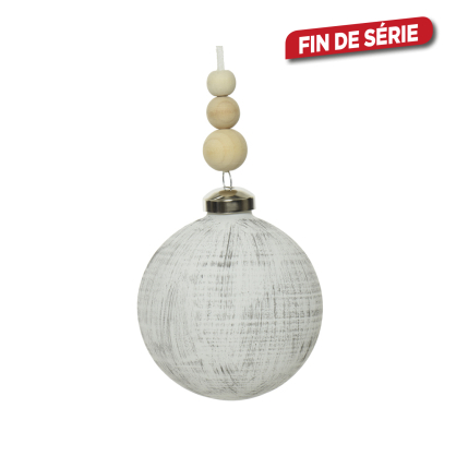 Boule de Noël en verre Ø 8 cm bois blanchi 2 pièces DECORIS