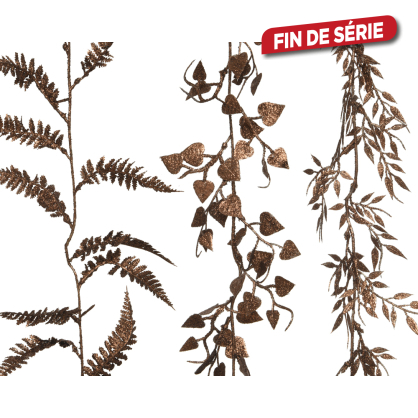 Guirlande extérieure avec feuilles brun noix 1,8 m