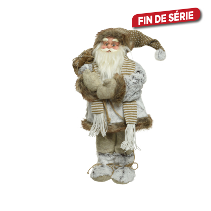 Père Noël avec écharpe brun 45 cm DECORIS