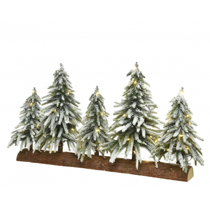 Sapins enneigés avec guirlande LED blanc chaud 65 x 35 cm