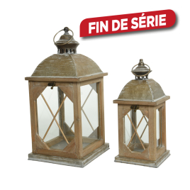 Set de lanternes en bois 2 pièces DECORIS