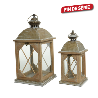 Set de lanternes en bois 2 pièces DECORIS