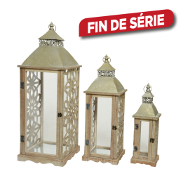 Set de lanternes en bois 3 pièces DECORIS