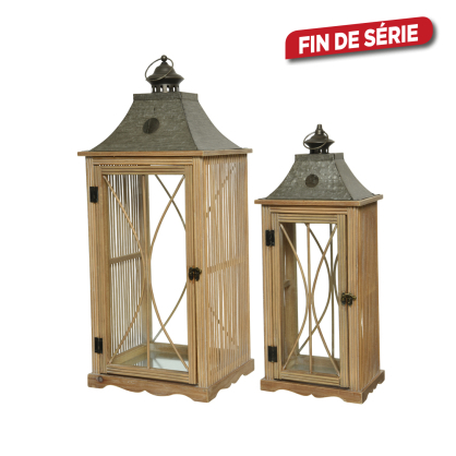 Lanterne en bois 73 cm