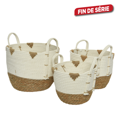 Panier en coton blanc Ø 30 x 25 cm