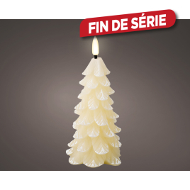 Bougie sur pile sapin crème Ø 8 x 16,5 cm LUMINEO