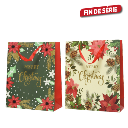 Sac cadeau Merry Christmas en papier 18 x 50 x 72 cm DECORIS