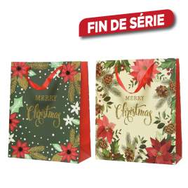 Sac cadeau Merry Christmas en papier 10 x 26 x 32 cm DECORIS