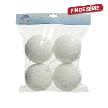 Boule de Noël en mousse blanche Ø 10 cm 4 pièces DECORIS