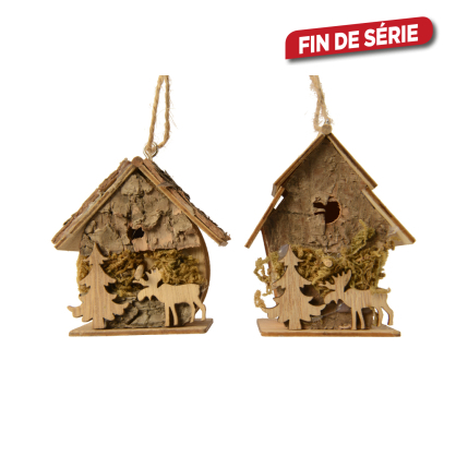 Nichoir en écorce à suspendre 6 x 4 x 7,5 cm DECORIS