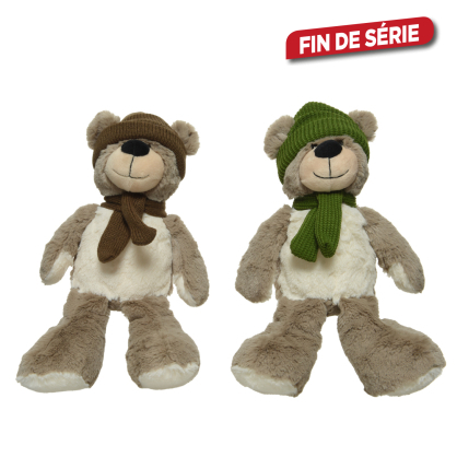 Ours en peluche avec bonnet 30 cm DECORIS