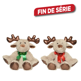 Renne en peluche avec noeud 28 cm DECORIS