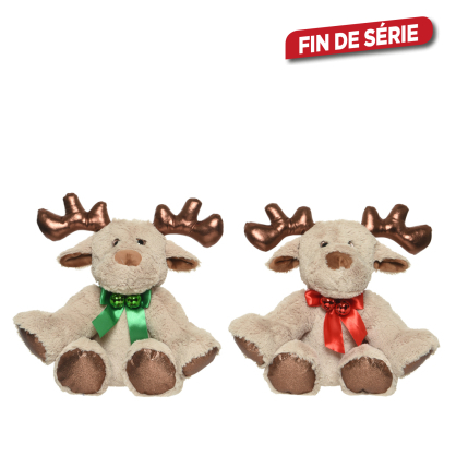 Renne en peluche avec noeud 28 cm DECORIS