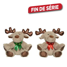 Renne en peluche avec noeud 20 cm DECORIS