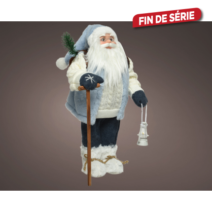 Père Noël avec lanterne et bâton 30 cm DECORIS