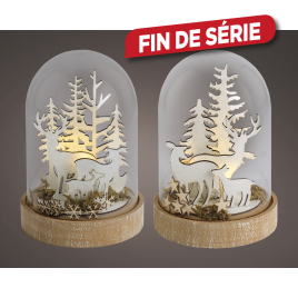 Scène de Noël sous cloche LED Ø 12,5 x 18 cm LUMINEO