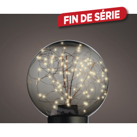 Boule à poser gris fumé LED blanc chaud Ø 20 cm LUMINEO