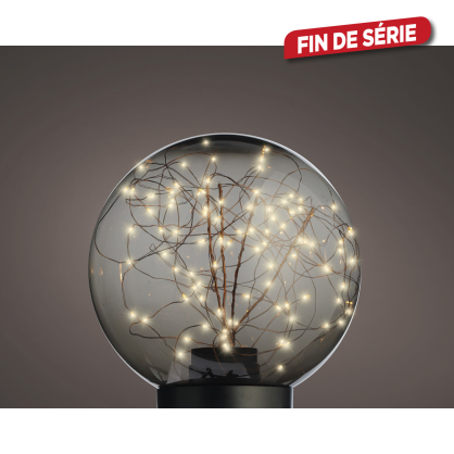 Boule à poser gris fumé LED blanc chaud Ø 20 cm LUMINEO