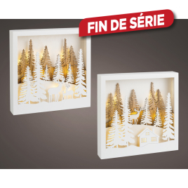 Cadre avec paysage de Noël LED 25 x 25 cm LUMINEO