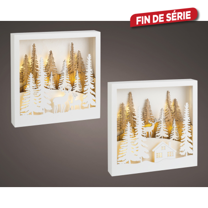 Cadre avec paysage de Noël LED 25 x 25 cm LUMINEO