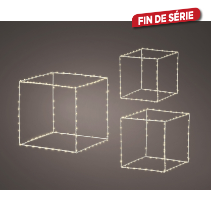 Cube lumineux LED blanc chaud 3 pièces LUMINEO