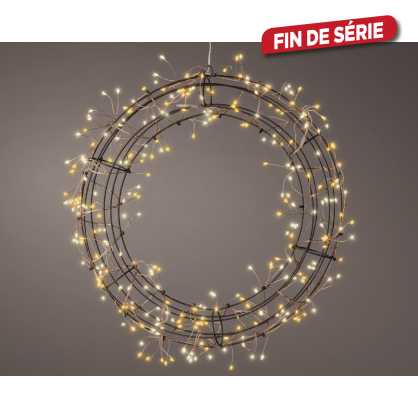 Couronne métalique avec guirlande LED blanc chaud Ø 38 cm LUMINEO