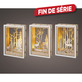 Cadre en bois avec paysage LED blanc chaud 4 x 10 x 15 cm LUMINEO