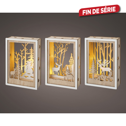 Cadre en bois avec paysage LED blanc chaud 4 x 10 x 15 cm LUMINEO