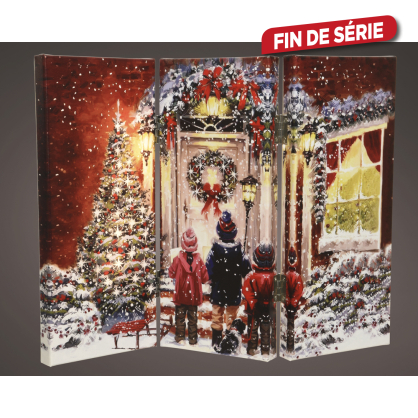 Paravent de Noël LED blanc chaud en MDF 48 x 38 cm LUMINEO