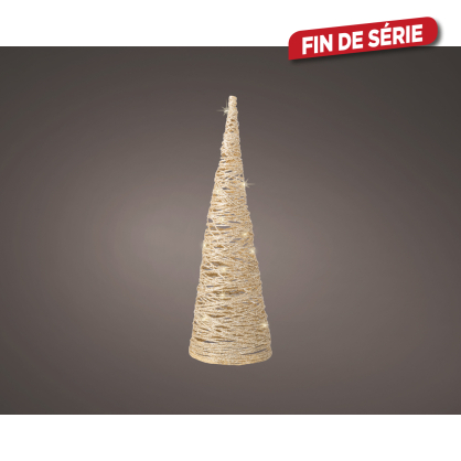 Cone en papier doré avec LED blanc chaud Ø 11,5 x 38 cm LUMINEO