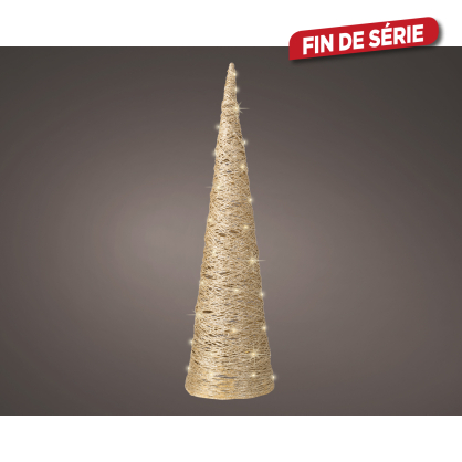 Cone en papier doré avec LED blanc chaud Ø 19,5 x 78 cm LUMINEO