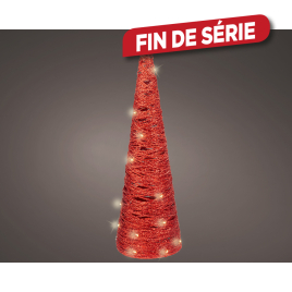 Cone en papier rouge avec LED blanc chaud Ø 11,5 x 38 cm LUMINEO