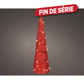 Cone en papier rouge avec LED blanc chaud Ø 15,5 x 58 cm LUMINEO