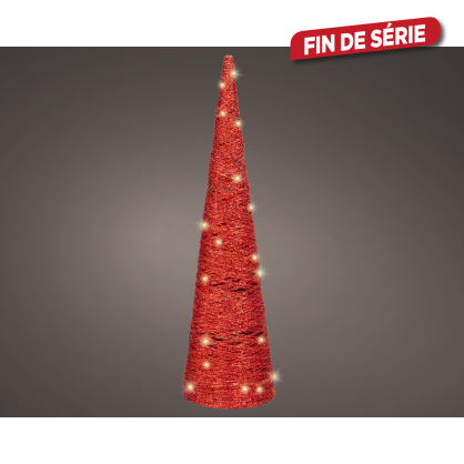 Cone en papier rouge avec LED blanc chaud Ø 15,5 x 58 cm LUMINEO