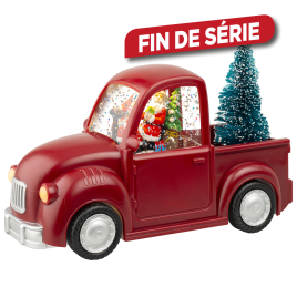 Voiture rouge avec Père Noël LED 22,5 x 10 x 14 cm LUMINEO