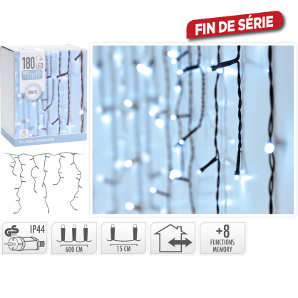 Guirlande de Noël extérieure Stalactite verte LED blanc froid 6 m