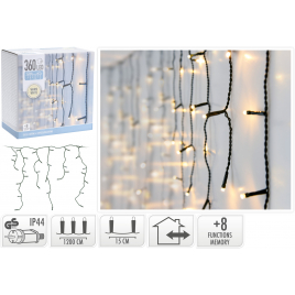 Guirlande de Noël extérieure Stalactite verte LED blanc chaud 12 m