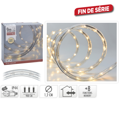 Tube lumineux 8 fonctions LED blanc chaud 9 m