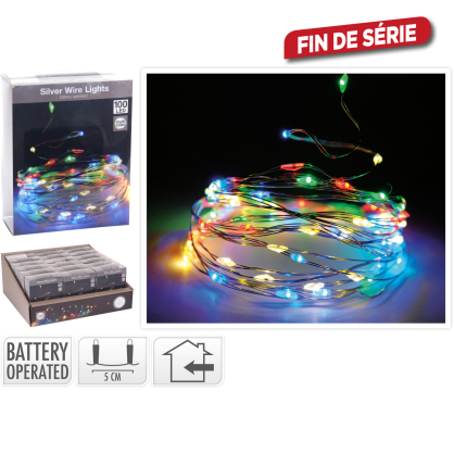 Fil intérieur argenté LED multicolore 5,05 m