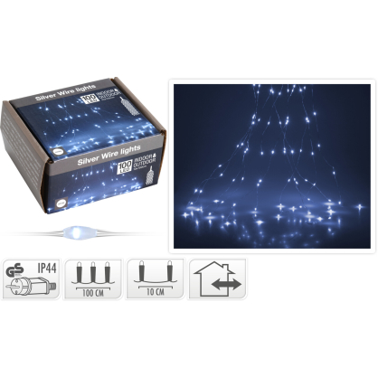 Guirlande de Noël intérieure et extérieure Cascade LED bleue 0,1 x 1 m