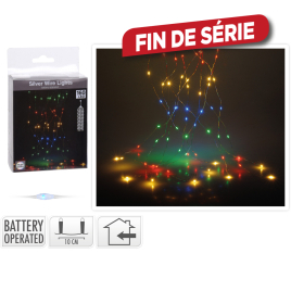 Guirlande intérieure argentée Cascade 160 LED multicouleur