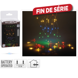 Guirlande intérieure argentée Cascade 80 LED multicouleur