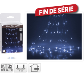 Guirlande intérieure argentée Cascade 80 LED blanc froid