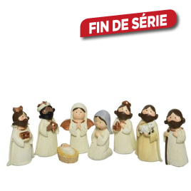 Set de figurines blanches pour crèche 8 pièces