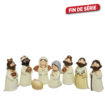 Set de figurines blanches pour crèche 8 pièces