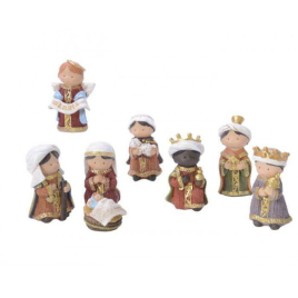 Set de figurines colorées pour crèche de Noël 8 pièces