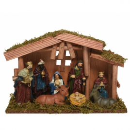 Crèche de Noël en MDF avec 8 figurines