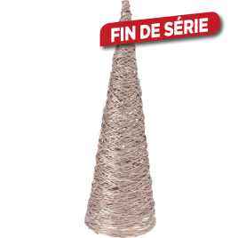 Cône en raffia LED blanc chaud 40 cm