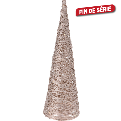 Cône en raffia LED blanc chaud 40 cm